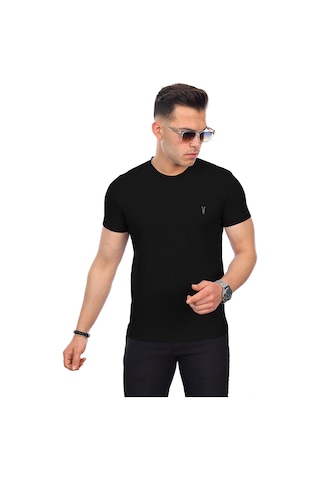 Kozik Standart Fit Bisiklet Yaka Erkek Tişört 5'li Siyah