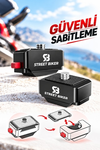 Acqr-02 Aksiyon Kamera Adaptörü 1/4 İnç Vidalı Hızlı Tak Çıkar Motosiklet Kamera Bağlantı Aparatı Siyah