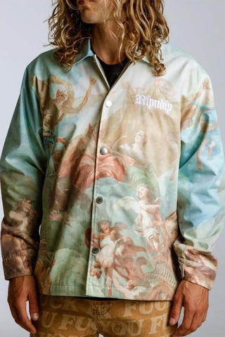 Aymer American Rag Cie Heavens Waiting Button Up Ceket: Özel Baskı Ve Nakışlı Tasarım Mont Çok Renkli