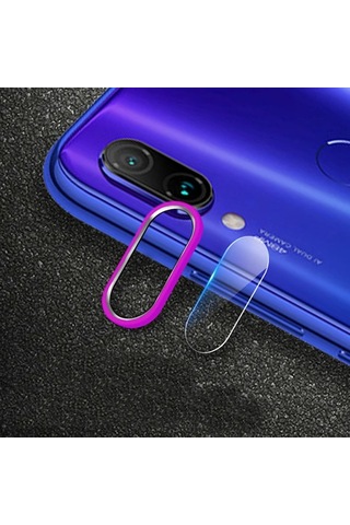 Xiaom Redmi Note 7 Kamera Koruma Metal Lens+ Kırılmaz Cam Set- 5775 Siyah