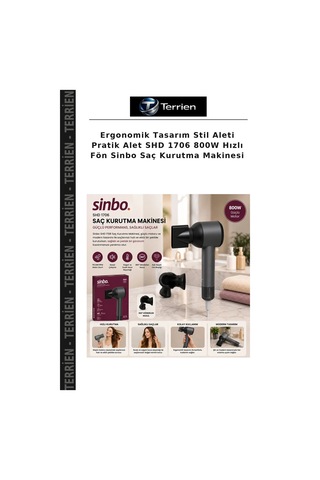 Ergonomik Tasarım Stil Aleti Pratik Alet Shd 1706 800w Hızlı Fön Sinbo Saç Kurutma Makinesi