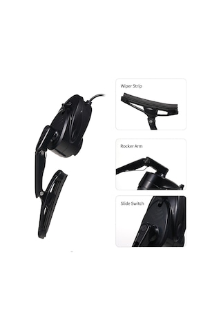 Aubyhe Motosiklet Kask Yağmur Sileci Usb 5v 2w Su Geçirmez Siyah Plastik Lastik Siyah