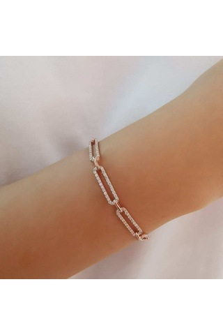 Bakla Gümüş Bileklik Zirkon Taşlı Rose (528167233)