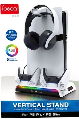 Ps5 Slim Ve Pro Uyumlu Soğutuculu Şarj Özellikli Rgb Stand İpega Pg-p5s006