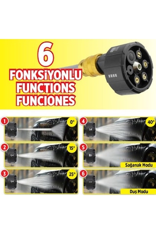 Automix Şarjlı Oto Yıkama Tabancası 21v Metal Dişli Pistonlu 6 Fonksiyonlu Basınçlı Su Pompası Seti 044985 1 Adet