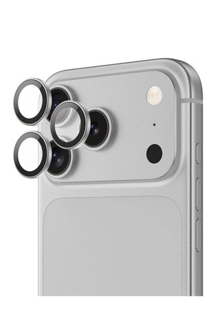 Apple Uyumlu   iPhone 17 Pro / 17 Pro Max Kamera Lens Koruyucu ''safir Cam & Kolay Kurulum'' Gümüş