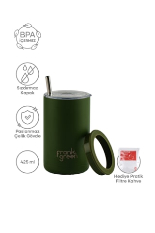 Frank Green Yeşil Pipetli Çelik Termos 425 Ml No:128 Açık Yeşil
