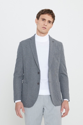 Erkek Sıyah Grı Slim Fit Dar Kesim Mono Yaka Armürlü Torba Cepli Ceket Sıyah Grı