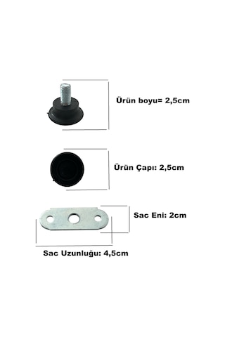 Homdep Masa Sandalye Dolap Sehpa Ayarlanabilir Yükseltme Ayağı M8 Siyah Rotil Ayak 4 Adet Siyah