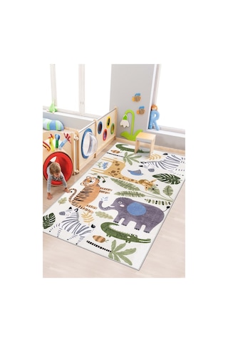 West Home Makinede Yıkanabilir Kaymaz Taban Leke Tutmaz Eğitici Halı Bebek Ve Çocuk Halısı Oyun Matı Wh 563 Green