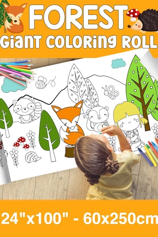 Melolisa Orman Dev Boy Boyama Kağıdı - Forest Kids Coloring Roll - Giant Painting Paper Roll For Kids