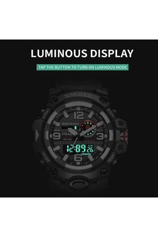 Smael 8035 Çok Fonksiyonlu Erkek Spor Günlük Saati 50m Su Geçirmez Elektronik Dijital Kol Saati, Işıklı/alarm/saat Duraklatma/otomatik Takvim/snooze Özelliği İle. Çok Renkli
