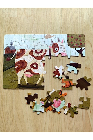 Doerkids Çiftlik Sevimli Inek Mini Puzzle 40 Parça 4 Yaş