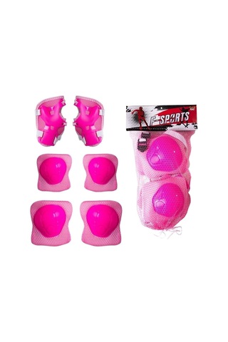 Çocuk Kask Dizlik Dirseklik Koruyucu Set 7 Parça Pembe