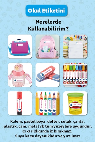 Stitch Temalı Kişiye Özel İsimli Defter Kalem Okul Etiketi, Yırtılmaz Pvc Etiket, Islanmaz Beyaz