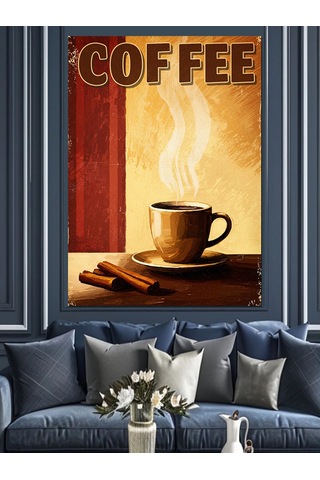 "coffee" Retro Kahve Posteri Dekoratif Kanvas - Mdf Ahşap Tablo