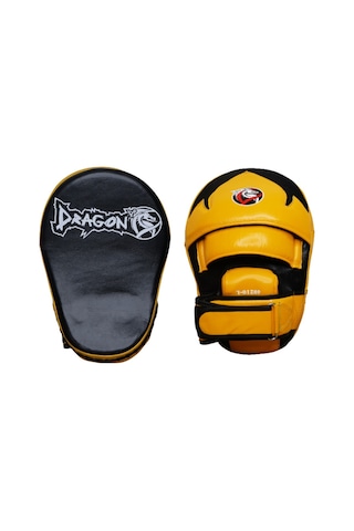Dragondo 40210-l Hakiki Deri Ellik Kick Boks Lapa - Çift Siyah - Sarı
