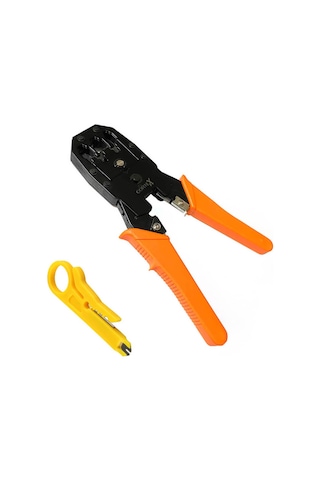 Rj45 Ethernet Rj11 Rj12 Rj45 Telefon Sıkma Çakma Pensesi Cat5 Cat6 Pense+ Kablo Soyucu - Turuncu