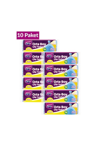 Güçlü Çöp Torbası Orta Boy 15'li 55 X 60 Cm 10 Paket