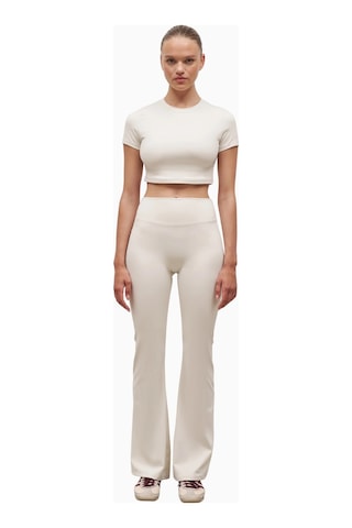 Because Of Alice Base Sculpting Flared Leggings Şekillendirici Yüksek Bel Bol Paça Kadın Tayt Krem