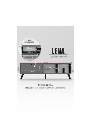 Lena Tv Sehpası, Tv Standı, Televizyon Ünitesi Antrasit
