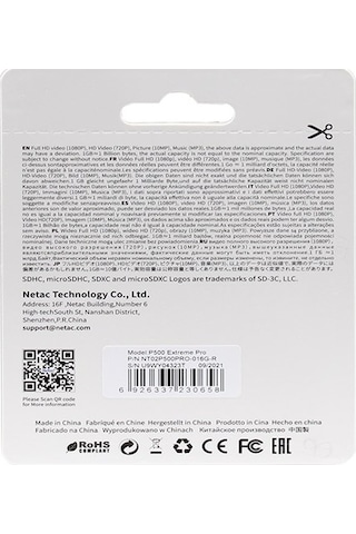 Netac 16Gb Microsdhc Hafıza Kartı V10 U1 C10 Nt02P500Pro-016G-R