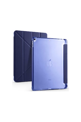 iPad Uyumlu 10.2 2021 (9.Nesil) Kılıf Tri Folding Kalem Bölmeli Standlı