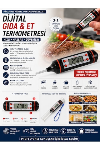 Dijital Gıda Ve Et Termometresi, Gıda Dijital Sıcaklık Ölçer / Dijital Gıda Termometresi