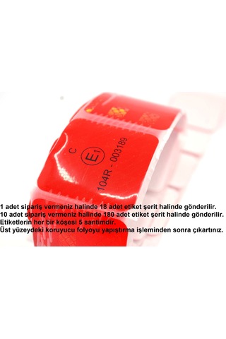 18 Adet 5cmx5cm Kesikli Kırmızı Reflektif Bant Etiket