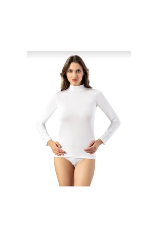Kota 6226 Kadın Uzun Kollu Boğazlı Body Atlet 6 Adet beyaz