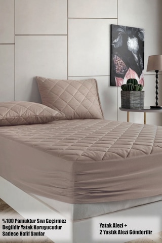 %100 Pamuk Set Renkli Kapitone Yatak Koruyucu Alez Çarşaf Set