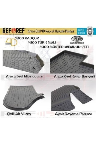 Peugeot 3008 Allure Paspas 4D Havuzlu Araca Özel 2016- Siyah Siyah