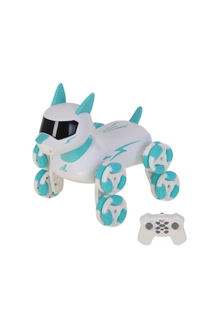 Uzaktan Kumandalı Şarjlı Mavi Beyaz Akrobatik Robot Köpek Işıklı Ve Müzikli