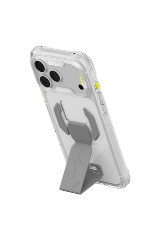 Apple Uyumlu iPhone 18 Pro Kılıf M-safeli Teknoloji Desenli Skinarma Helio Ce Mag Charge Standlı Kapak Şeffaf