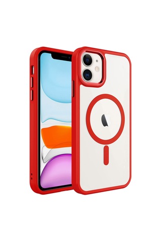 Zore Apple Uyumlu iPhone 11 Kılıf Wireless Şarj Özellikli Krom Magsafe Silikon Kapak - Derin M Derin Mor