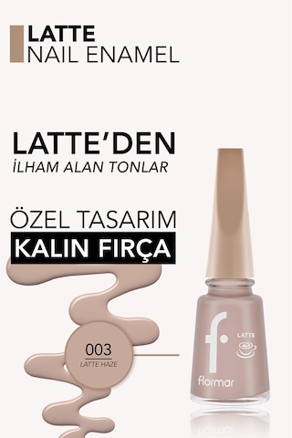 Flormar Latte Nail Enamel Yüksek Pigmentli & Parlak Bitişli Oje 003 Latte Haze