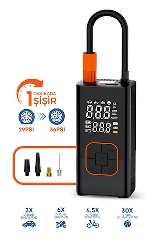 4000 Mah Şarjlı Hava Pompası Araç Lastik, Bisiklet, Top Şişirme Oto Hava Pompası Powerbank Henüz Yorum Yazılmamış. 1 Adet