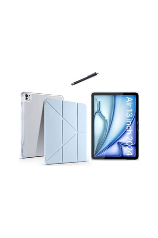 Apple Uyumlu iPad Air 13 Inç 2024 A2898-a2899 Tri Fold Kalemlikli Tablet Kılıfı Ekran Koruyucu Ve Kalem