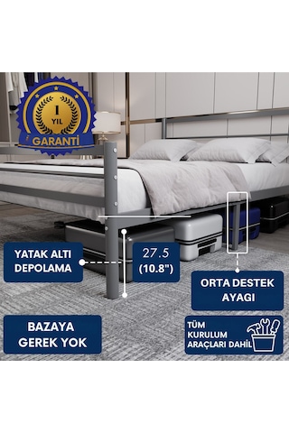 Aksviva Chester Tek Kişilik Ferforje Metal Karyola