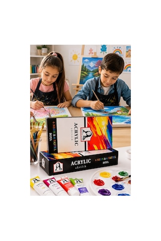 Neon Ve Pastel Akrilik Boya 12 Renk 1 Paket Monalisa 22 Ml 12 Li Akrilik Boya Resim Dersi Tuval Ahşap Taş Boya Seti Çok Renkli
