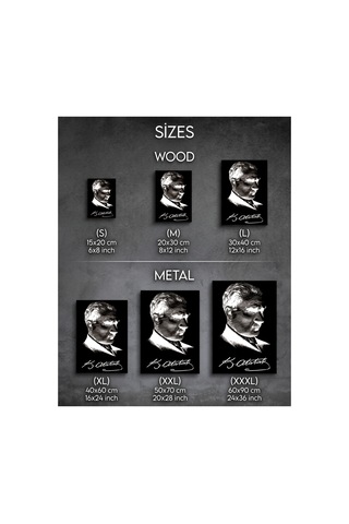 Atatürk İmzalı Siyah Beyaz Dekoratif Tablo Ahşap & Metal Duvar Tablosu Modern & Minimal Tasarım
