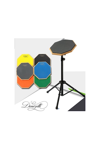 Bateri Davul Drum Pratik Pedi Pad Seti Standlı Baget Tekli Set