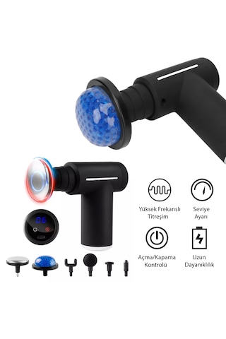 Kochler Sıcak ve Soğuk Terapili Şarjlı Masaj Tabancası Cihazı Sporcu Masaj Aleti Siyah