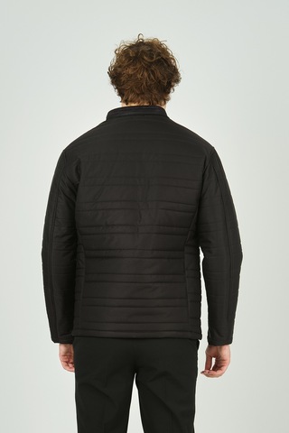 Lucas Erkek Dik Yaka Deri Biyeli Çift Cepli Mont 4707 Siyah Siyah