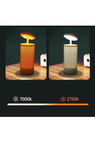 Shufa Glampıng Taşınabilir & Asılabilir Teleskopik Led Kamp Lambası Atmosfer + Aydınlatma, Çok Fonksiyonlu 3500ma Bej