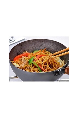 Yapışmaz Demir Wok Pan 8 İnç Gaz İndüksiyonlu Ocak, Paslanma Yok, Duman Yok Çok Renkli