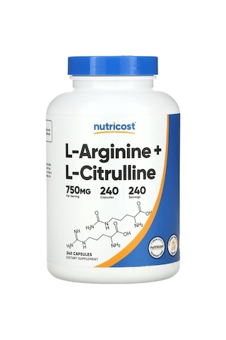 L-arginine+l-citrulline, Unflavored, 750 Mg 240 Kapsül