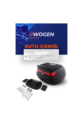 Wogen Wg52 Arka Çanta 52 L Basic Siyah + Karbon Dizlik