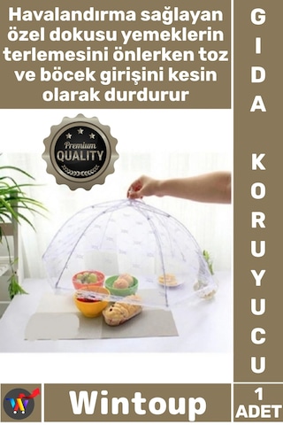 Gıdakoruyucu Katlanabilir Tül Mekanizma Piknik Bahçe Mutfak Hijyenik Pratik Yemek Koruma Şemsiyesi Çok Renkli