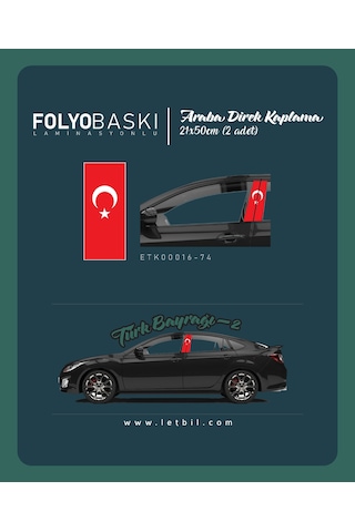 Araba Etiketleri, Tuning Kaplama, Direk Folyosu - Türk Bayraği-2 Renkli